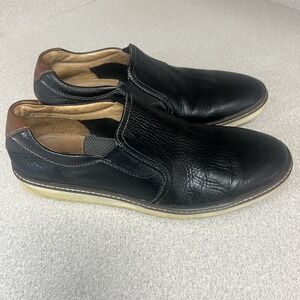 J&M‎ Johnston & Murphy Slip On Boat Shoes Black Sheepskin  Men's Size 9.5 M
